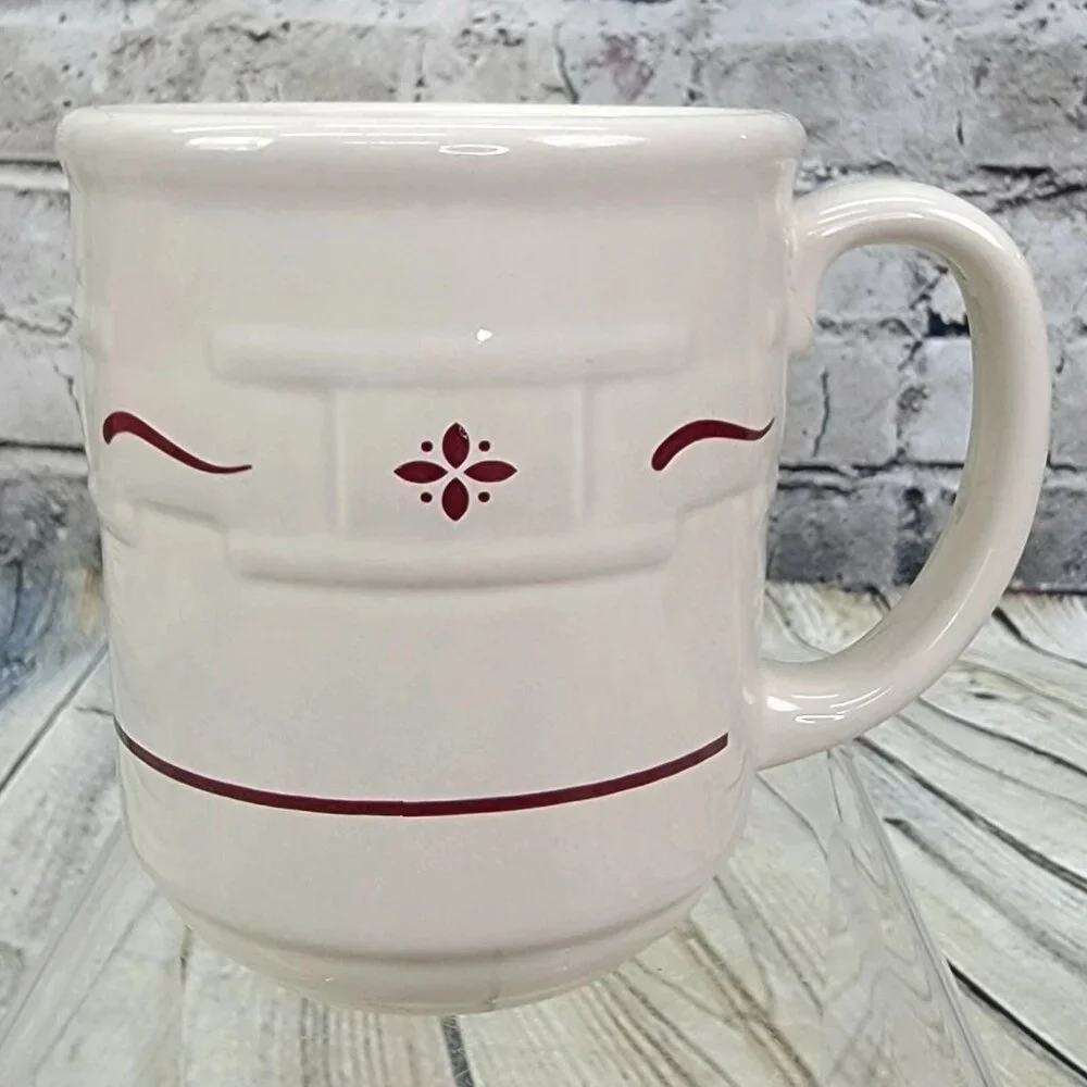 Longaberger Pottery‎ Coffee Mug Woven Traditions Heritage Red Ceramic Cup 12 oz